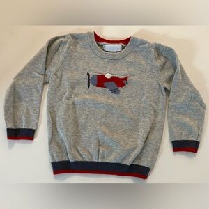 Cozy Gray Sweater with Airplane Design